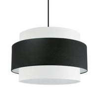 Petit lustre Priya de Dainolite avec abat-jour noir et blanc, fini noir mat et 4 ampoules