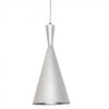 Luminaire suspendu Helsinki de Dainolite en forme de cône, avec intérieur à motif de galets argentés, fini blanc mat et 1 ampoule