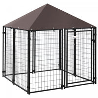 Pawhut Chenil Pour Chiens En Metal Et Tissu Oxford Toit Resistant Aux Intemperies Porte Verrouillabl