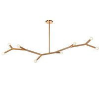 Luminaire suspendu horizontal Morgan de Dainolite avec fini laiton vieilli et 8 ampoules