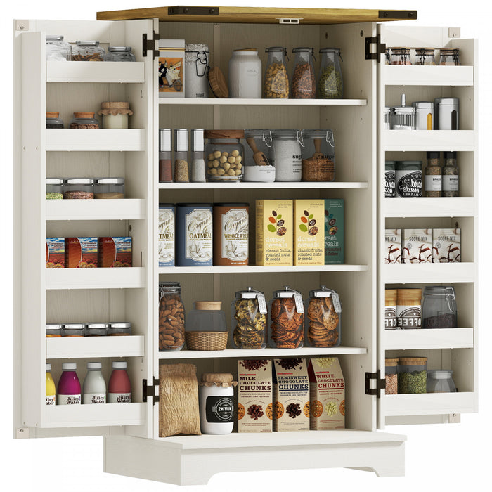 HOMCOM Armoire de rangement pour garde-manger de cuisine, Blanc creme