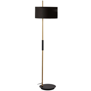Lampe à pied Fitzgerald de Dainolite avec abat-jour noir, fini noir mat et laiton vieilli, et 1 ampoule