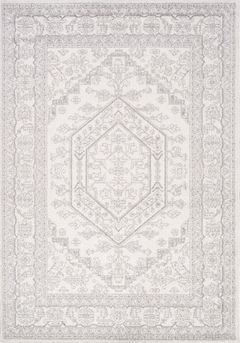 Tapis Fallon blanc gris elegant delave traditionnel, 5'3\" x 7'7\"