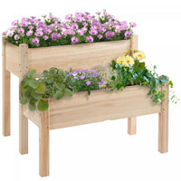 Outsunny Jardinieres Sur Pieds Carres Potagers 2 Etages Insert D'irrigation Inclus Bois Massif De Sa