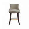 Tabouret de comptoir moderne en bois Lucia avec assise en chenille taupe