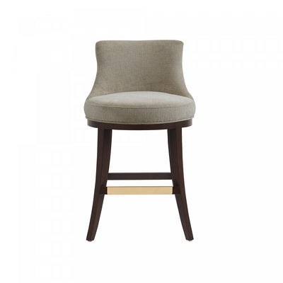 Lucia Modern Wood Chenille Counter Stool in Taupe Bar Stool | Tabouret de comptoir moderne en bois Lucia avec assise en chenille taupe