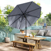 Costway Parasol de patio avec inclinaison a bouton-poussoir, manivelle, 8 nervures solides pour patio, jardin Gris