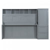 Lit Mural Escamotable Dennis En Bois Composite, Taille Double, Avec Etageres Et Tiroirs, Gris