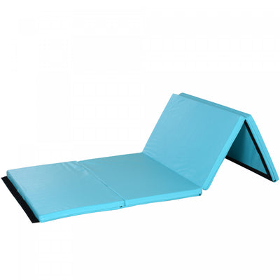Soozier 4ft X 8ft X 2inch Tri-fold Gymnastics Tumbling Mat Exercise Mat With Carrying Handles For Mm|Soozier 4 Pi X 8 Pi X 2 Po En Cuir Pu Tapis De Gymnastique Tumbling Gym Arts Pliage Yoga Coussin D'e