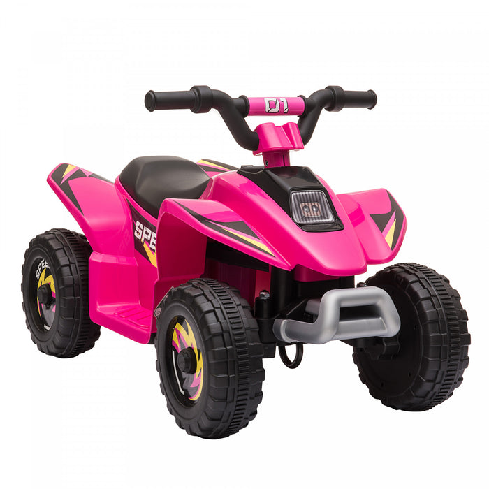 Qaba Quad, Vehicule Electrique Alimente Par Batterie 6 V, Quad A 4 Roues Avec Interrupteur Avant Et Arriere, Pour Garcons Et Filles De 18 A 36 Mois, Rose