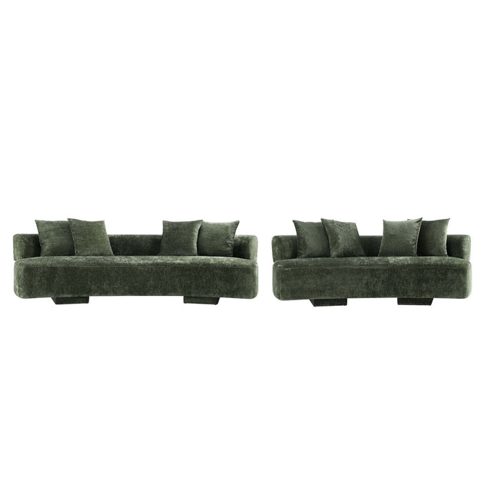 Ensemble de canape 2 pieces Verandah style mid-century modern en vert olive