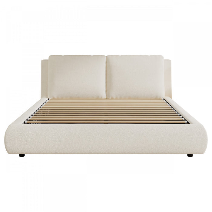 Diana Ottoman Hydraulic Lift Storage Platform Bed with Luxurious Boucle Upholstered and Sturdy Storage,King Size,White