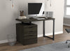 Bureau D’etude 47,25 Po Pour Bureau A Domicile Ou Salle De Jeux – Bois Gris Fonce Avec 3 Tiroirs Et Base En Metal Argente