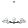Lustre Sofia de Dainolite en verre blanc opale, avec fini noir mat et chromé poli et 8 ampoules