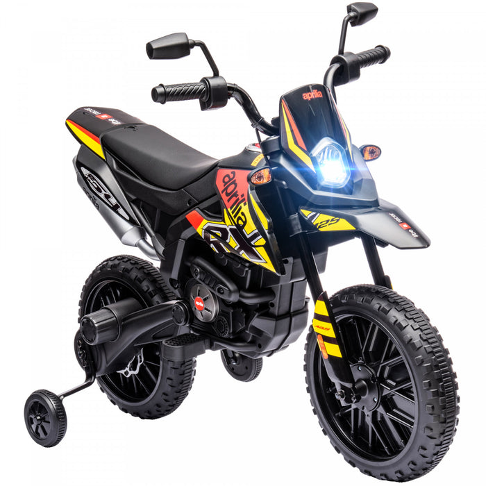 Qaba Moto Electrique 12 V Aprilia Homologuee, Motocross Pour Enfants, Jaune