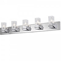 Lumière de coiffeuse Veronica de Dainolite en verre transparent, fini chromé poli et 5 ampoules
