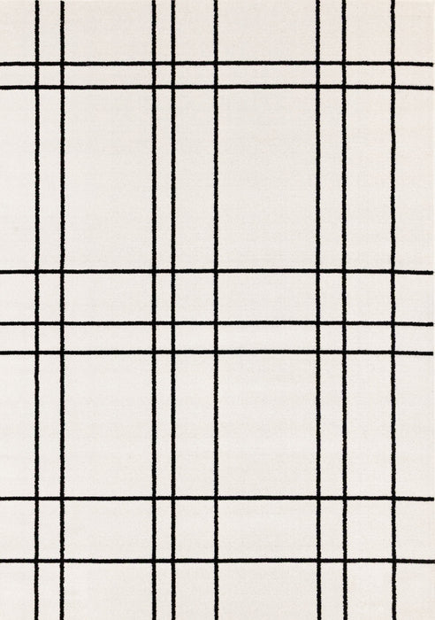 Tapis Covington a carreaux gris et blanc, 5'3\" x 7'7\"