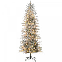 Homcom Arbre De Noel Artificiel Floque De 7 Pi Avec Lumieres Jaune