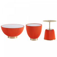 Ensemble moderne Anderson de 3 tables : table basse et tables d’appoint en orange