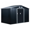 Outsunny 9' X 6' Abri De Rangement En Metal Avec Double Portes Coulissantes, 4 Bouches D'aeration Pour Jardin, Terrasse, Pelouse, Gris Fonce