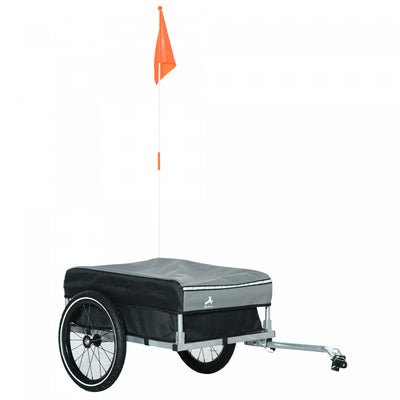 Aosom Outdoor Bike Trailer With Triple Safety, Foldable Bicycle Cargo Trailer, Luggage Wagon With Wh|Aosom Remorque De Velo Pliable Avec Triple Securite, Noire Et Grise