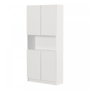 Liora Bibliotheque 4 Portes Et Rangement Ouvert - Blanc Solide