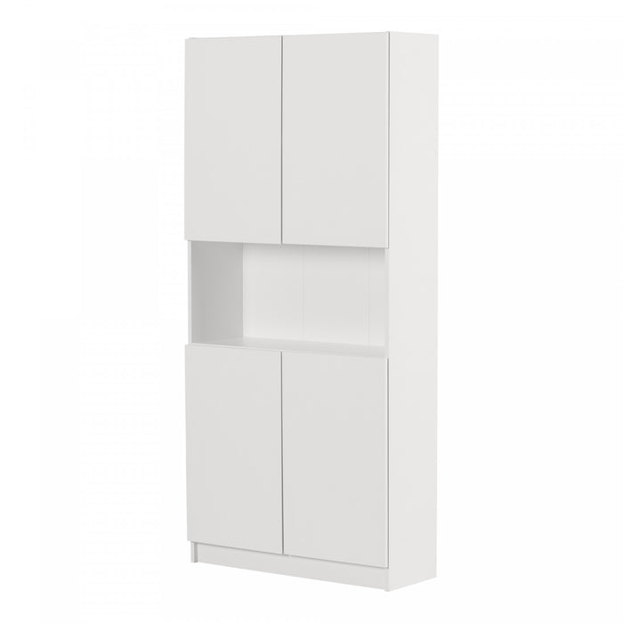 Liora Bibliotheque 4 Portes Et Rangement Ouvert - Blanc Solide