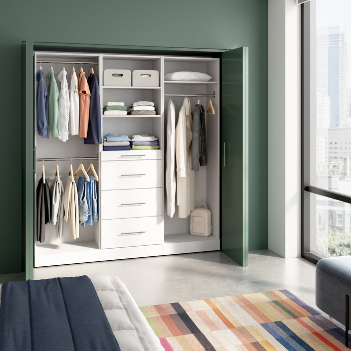 Système de garde-robe modulaire Florence de Bestar de 74 po avec tringles et rangement - blanc