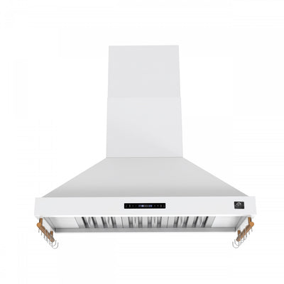 Forno Venezia 48 Inch Wall-Mounted Range Hood, White-FRHWM5503-48WHT | Hotte de cuisiniere murale Venezia de 48 po, blanc-FRHWM5503-48WHT