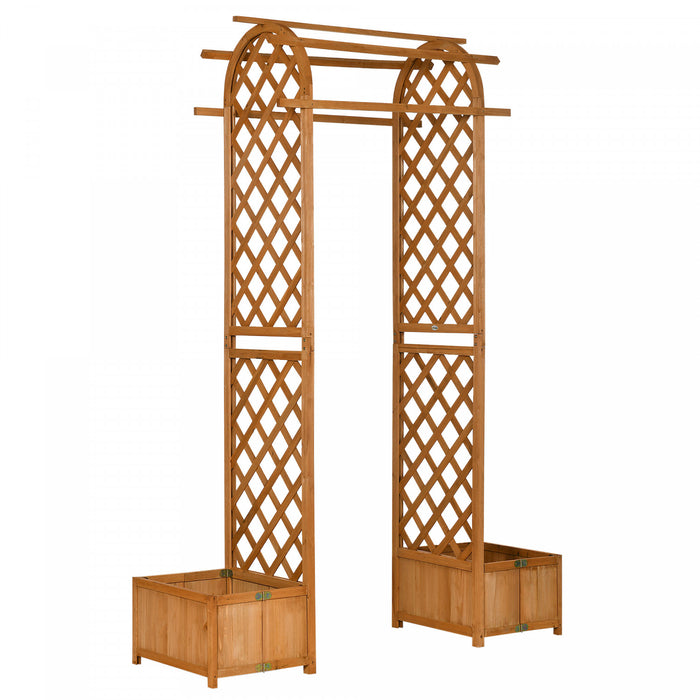 Outsunny Arche De Jardin Bacs A Plantes Arche De Treillis En Bois Brun