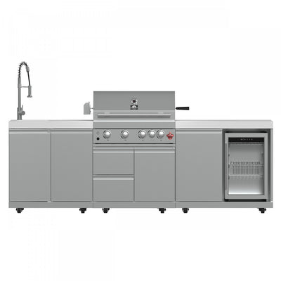 FORNO Bulnes Outdoor Kitchen 60,000 BTU Stainless Steel BBQ & White Countertops - FODKT2506WHT | Cuisine d'exterieur Bulnes – BBQ en acier inoxydable de 60 000 BTU et comptoirs blancs – FODKT2506WHT