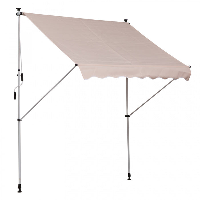 Store Banne Manuel Retractable 2l X 1,5l X 1,7-2,8h M Inclinaison Reglable Installation Rapide Metal Alu Polyester Beige