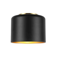 Plafonnier affleuré Emilia de Dainolite avec abat-jour noir mat et doré, fini laiton vieilli et 1 ampoule