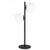Lampe de table Folgar de Dainolite en verre blanc opale, avec fini noir mat et 2 ampoules