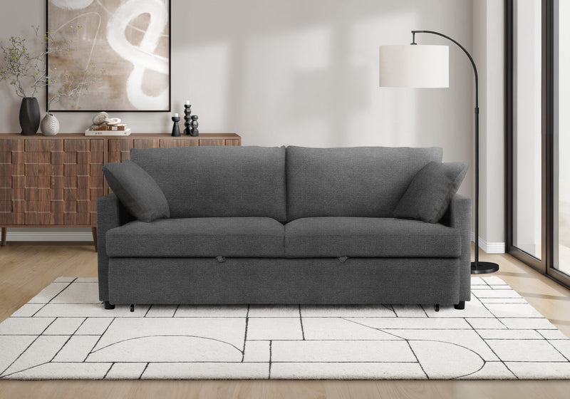 Canape Lit Convertible, 78\" Longueur, Tissu Gris Fonce, Contemporain, Moderne
