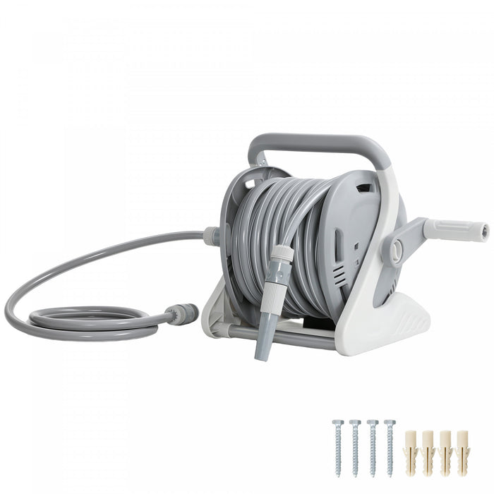 Enrouleur de tuyau d'arrosage portable Outsunny, 1/2\" x 20 m, mural avec buse a 2 modes de pulverisation
