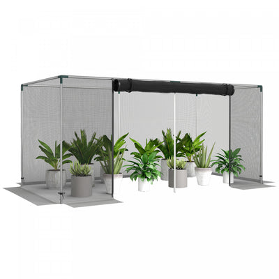 Outsunny 8' x 4' Plant Protection Tent Crop Cage with Door, Black