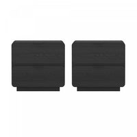  Table de nuit contemporaine moderne Chrystie 66 cm en noir (2 tiroirs) - Lot de 2