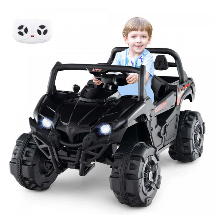 Costway 12v Enfants Rouler Sur Camion Avec Telecommande Demarrage Lent Ceinture De Securite Arriere Stockage Noir