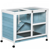Pawhut Clapier D'interieur Pour Lapins Avec Roues, Cage Pour Lapins, Maison Pour Cochons D'inde, Hab