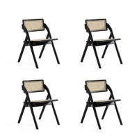  Chaise pliante en bois style industriel Lambinet, noir et naturel - Lot de 4