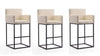 Tabouret de bar rembourre en metal style mid-century modern Ambassador, creme - Lot de 3
