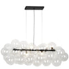 Luminaire suspendu horizontal Comet de Dainolite en verre transparent, avec fini noir mat et 10 ampoules