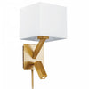 Applique murale de Dainolite avec lampe de lecture à DEL, abat-jour blanc, fini laiton vieilli et 1 ampoule