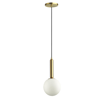 Dainolite Tara 1 Light Pendant Aged Brass White Glass Lamp|Luminaire suspendu Tara de Dainolite en verre blanc, avec fini laiton vieilli et 1 ampoule