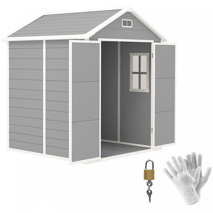 Outsunny Remise De Rangement En Plastique, Plancher, Portes Verrouillables