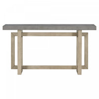  Table d'entree peinte Ethan 59,1'' avec design rectangulaire triple et pieds en bois de pin, grise