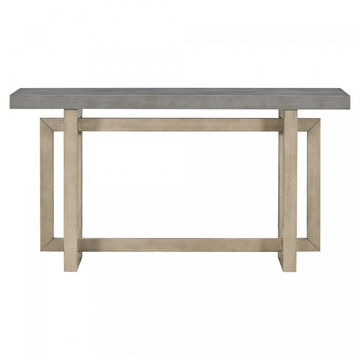 Table d'entree peinte Ethan 59,1'' avec design rectangulaire triple et pieds en bois de pin, grise
