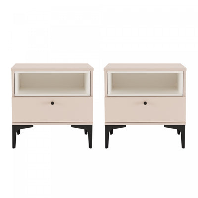 Amara Modern 20" Nightstand in Pale Rose and White (1-Drawer) - Set of 2 | Table de nuit moderne Amara 20" en rose pale et blanc (1 tiroir) - Lot de 2