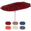 Costway Parasol de patio extra-large de 15,5 pieds avec lumieres solaires LED et 12 baleines robustes rouge
